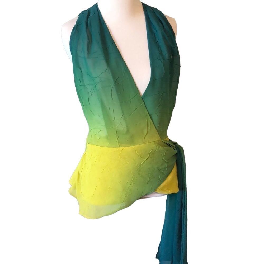 Finley Ombre Green to Yellow Wrap Top